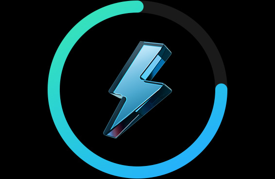 Ícone de carga rápida com anel de energia